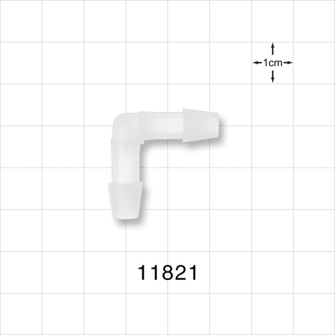 Elbow Connector, Barbed, Natural - Fits 1/4 inch ID Tubing (0.25 inch, 6.35 mm) - 11821