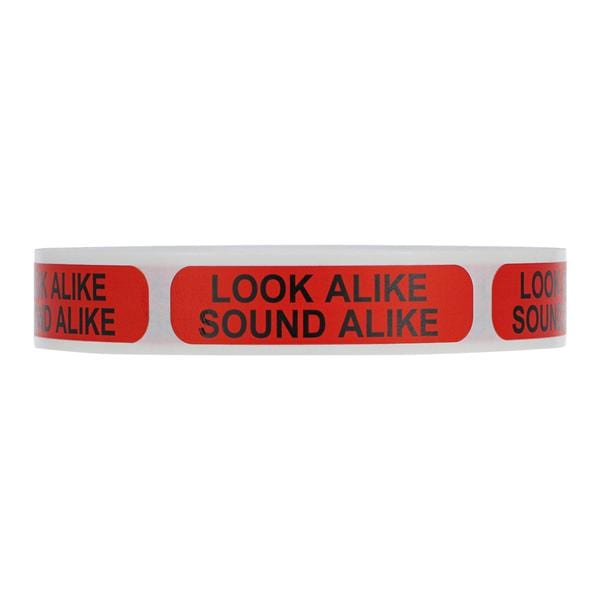Health Care Logistics Label Look/Sound Alike Red/Black English 1-5/8x3/8" 1000/Package - 2308