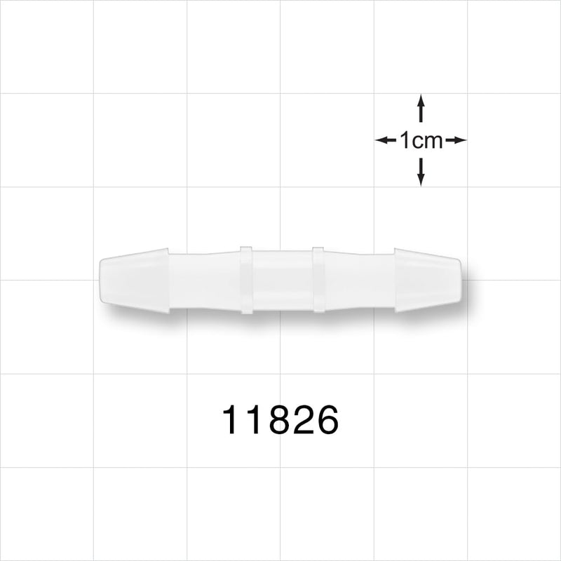 Straight Connector, Barbed, Natural - Fits 3/16 inch ID Tubing (0.188 inch, 4.76 mm) - 11826