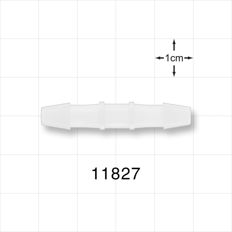 Straight Connector, Barbed, Natural - Fits 3/16 inch ID Tubing (0.188 inch, 4.76 mm) - 11827