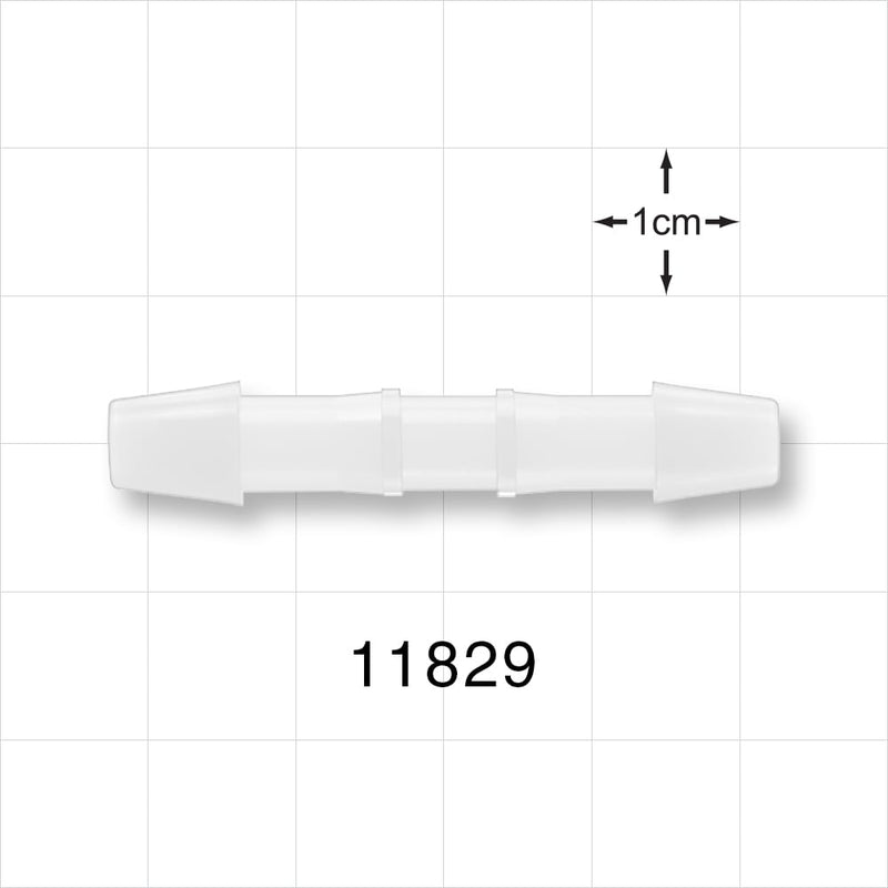 Straight Connector, Barbed, Natural - Fits 1/4 inch ID Tubing (0.25 inch, 6.35 mm) - 11829