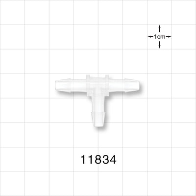 T Connector, Barbed, Natural - Fits 5/32 inch ID Tubing (0.156 inch, 3.97 mm) - 11834