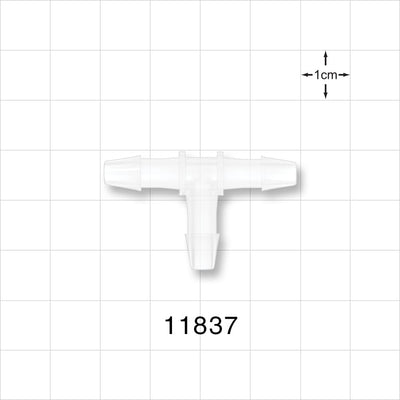 T Connector, Barbed, Natural - Fits 3/16 inch ID Tubing (0.188 inch, 4.76 mm) - 11837