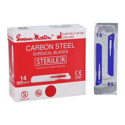 Swann Morton Ltd. -Swann Morton Carbon Steel Sterile Surgical Blade #14 Disposable 00SM14