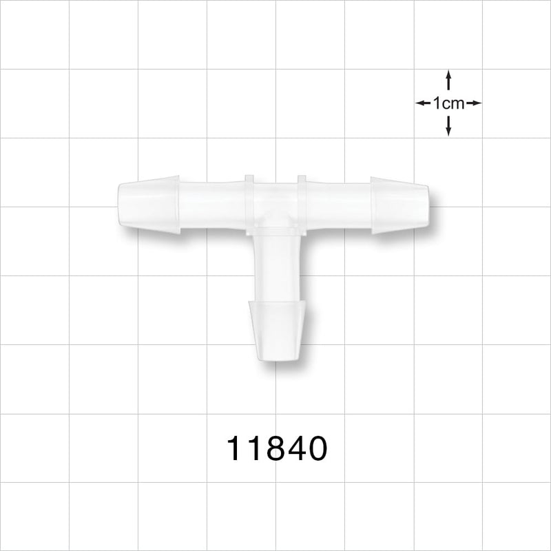 T Connector, Barbed, Natural - Fits 1/4 inch ID Tubing (0.25 inch, 6.35 mm) - 11840