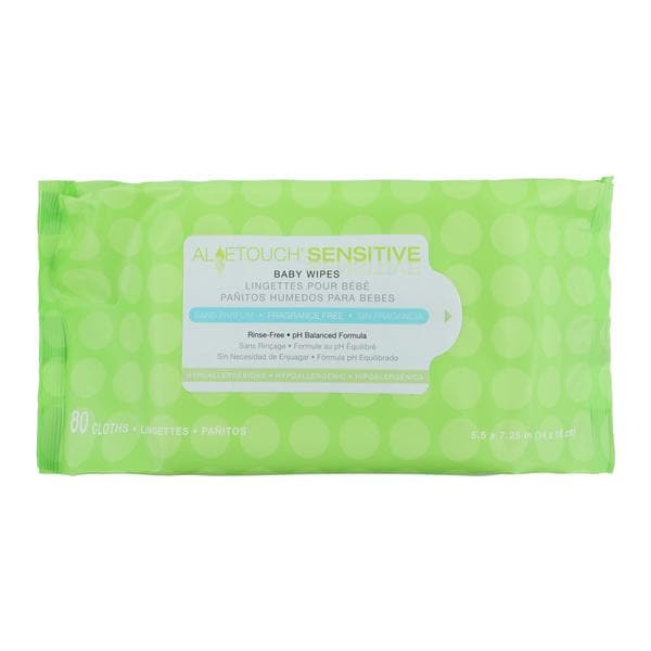 Medline Industries Inc AloeTouch Wipes Baby Spunlace/Alcohol Free/Dimethicone 3.2% Disposable Unscented Hypoallergenic Latex-Free 80x24/Case - MSC263153