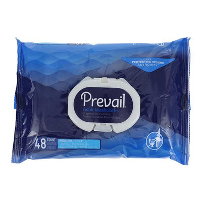 First Quality Products Prevail Wet Washcloth Adult White Disposable Scented Latex-Free 12x8" 12x48/Case - WW-710