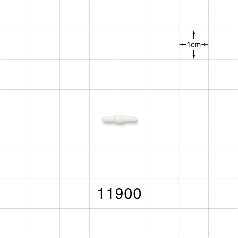 Straight Connector, Barbed, White - Fits 1/16 inch Tubing (0.063 inch, 1.59 mm) - 11900