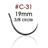 A. Titan Instruments -RS3 Suture Polyglycolic Acid Braid 4-0 18" Absorbable C-31 Reverse Cutting 3/8 Circle Needle 19mm Coated Undyed 12/Package ATI31184PGA