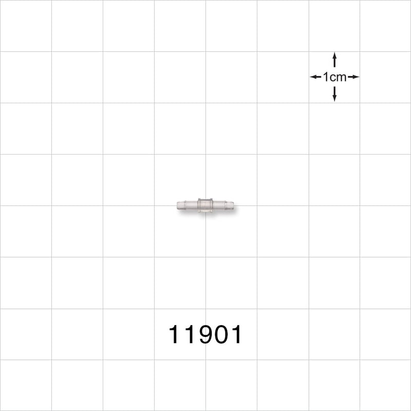 Straight Connector, Barbed, Natural - Fits 1/16 inch Tubing (0.063 inch, 1.59 mm) - 11901