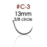 A. Titan Instruments -RS3 Suture Polyglycolic Acid Braid 6-0 18" Absorbable C-3 Reverse Cutting 3/8 Circle Needle 13mm Coated Undyed 12/Package ATI-3-18-6PGA