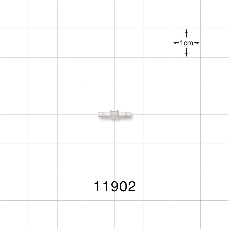 Straight Connector, Barbed, Natural - Fits 1/16 inch Tubing (0.063 inch, 1.59 mm) - 11902