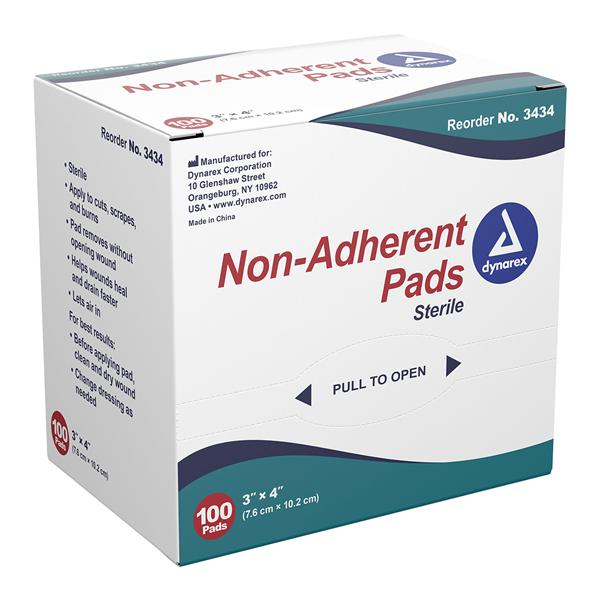 Dynarex Corporation Cotton Gauze Pad 3x4" 12 Ply Sterile Non-Adherent Absorbent, 12 BX/CA - 3434