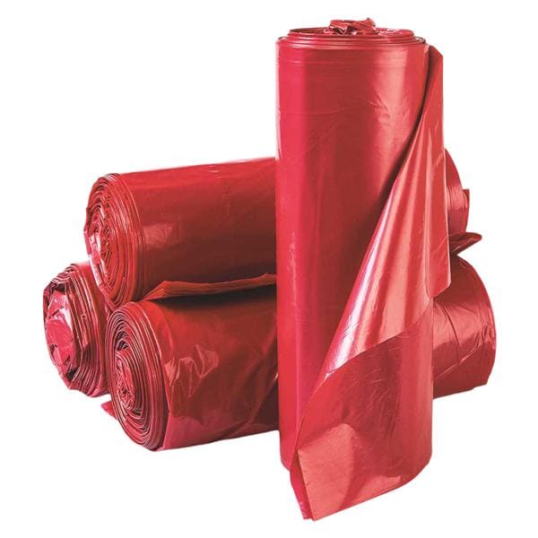Inteplast -Biohazard Bag 1-3/10mil 24x32" Red/Black Star Seal LDPE Symbol Non-Sterile 25/Roll 10 Rolls 25x10/Case WSL2432R