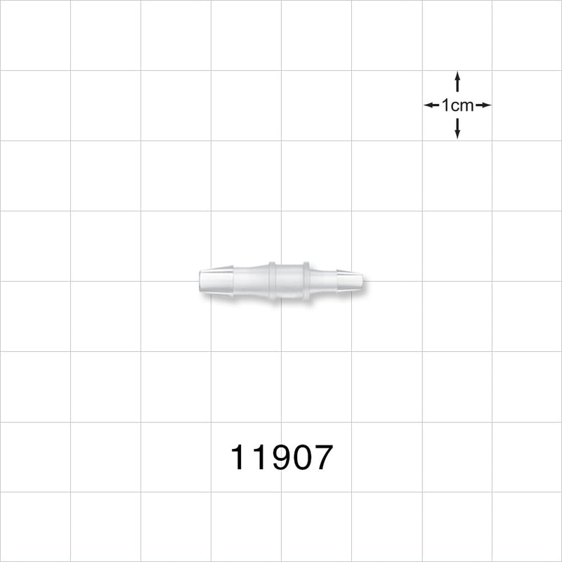 Straight Connector, Reducer, Barbed, Natural - Fits 1/8 inch x 3/32 inch ID Tubing (0.125 inch x 0.094 inch, 3.2 mm x 2.38 mm) - 11907