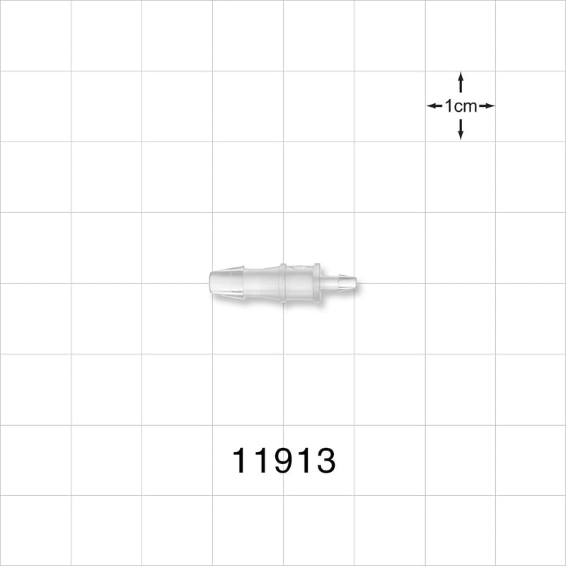 Straight Connector, Reducer, Barbed, Natural - Fits 1/8 inch x 1/16 inch ID Tubing (0.125 inch x 0.063 inch, 3.18 mm x 1.59 mm) - 11913