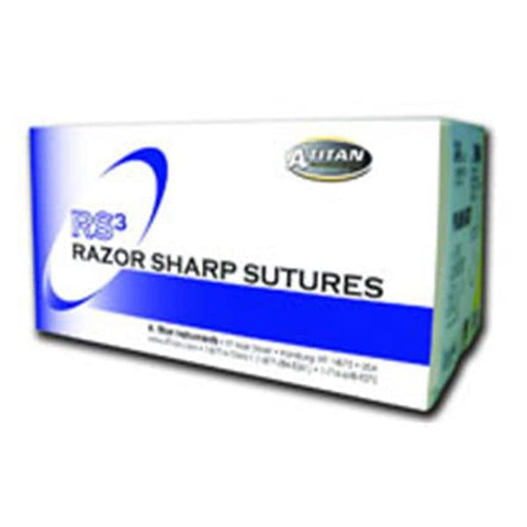 A. Titan Instruments -RS3 Suture Polypropylene Monofilament 7-0 18" Non-Absorbable C-7 Reverse Cutting 3/8 Circle Needle 24mm Uncoated Blue 12/Box ATI-1-18-7PPN