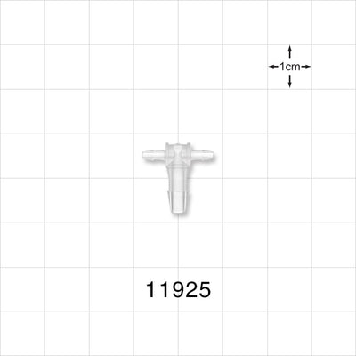 T Connector, Reducer, Barbed, Natural - Fits 1/16 inch ID Tubing 0.063 inch, 1.59 mm ); Fits 1/8 inch ID Tubing (0.125 inch, 3.18 mm) - 11925