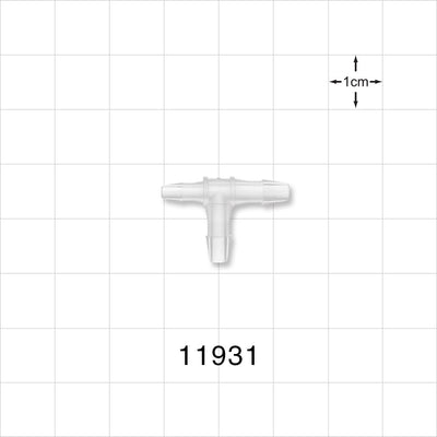 T Connector, Reducer, Barbed, Natural - Fits 3/32 inch ID Tubing (0.094 inch, 2.38 mm); Fits 1/8 inch ID Tubing (0.125 inch, 3.18 mm) - 11931