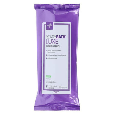 Medline Indus ReadyBath LUXE Cleansing Washcloth Total Body Heavyweight Scented 8x8" 24/Case - Hosp Div - MSC095102