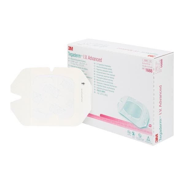 3M Medical Products Tegaderm Advanced Film IV Dressing 4x4-3/4" Sterile Adhesive Transparent LF  - 1688