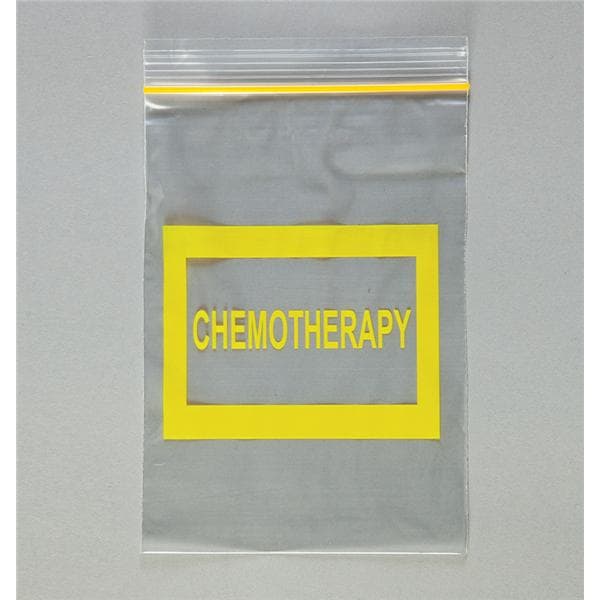 Health Care Logistics -Chemotherapy Disposal Bag 2mil 6x8" Clear/Yellow Zipper Closure Plastic Symbol Non-Sterile Disposable 100/Package 9429