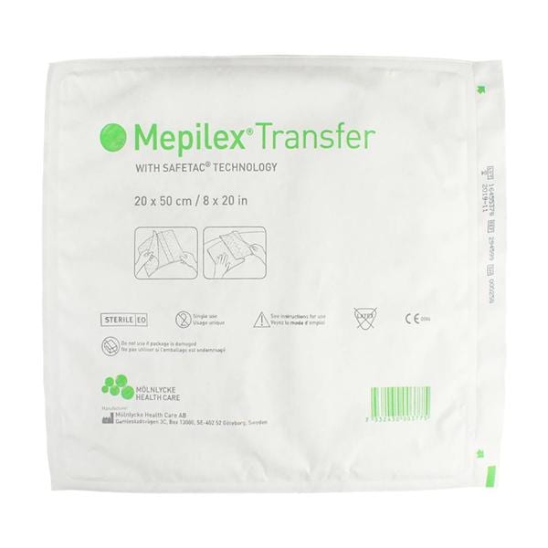 Molnlycke Healthcare Mepilex Transfer Foam IV Dressing 8x20" Sterile Non-Adherent Adhesive Wht Abs LF  - 294599