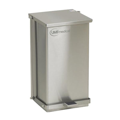 UMF Medical Can Trash Flame-Retardant Heavy-Duty Step-On Pedal Flat Hinge Lid Self-Closing Bag Securing Each - SS1474