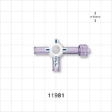 3-Way Stopcock, 2 Female Luer Locks, 1 Male Luer Lock - 45 psi - 11981
