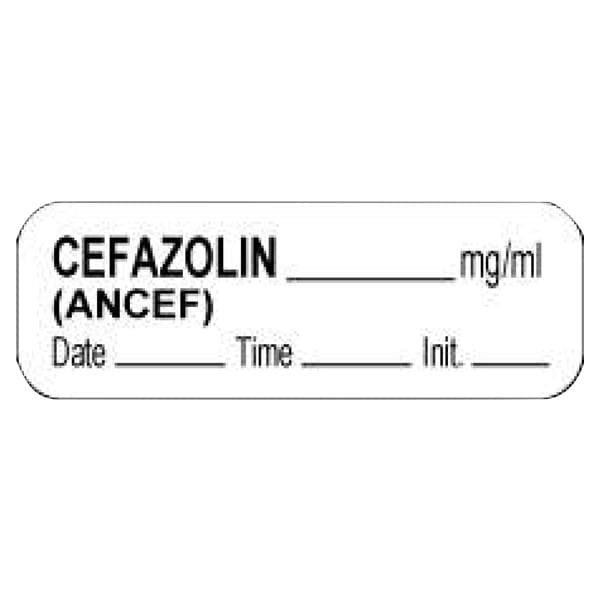 Precision Dynamics Corp. Anesthesia Label Cefazolin mg/ml White 1/2x1-1/2" 1000/Rl - 59708960