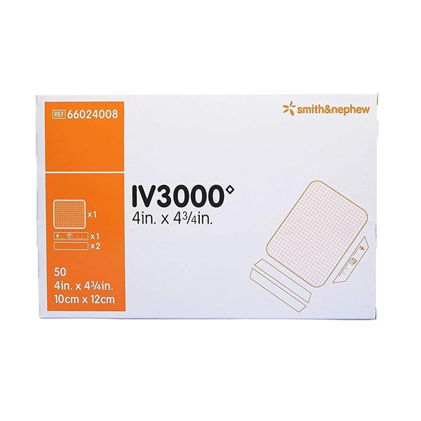Smith & Nephew Wound Care  IV 3000 Film Catheter Fixation Dressing 4x4-3/4" Sterile Central Transparent LF - 66024008