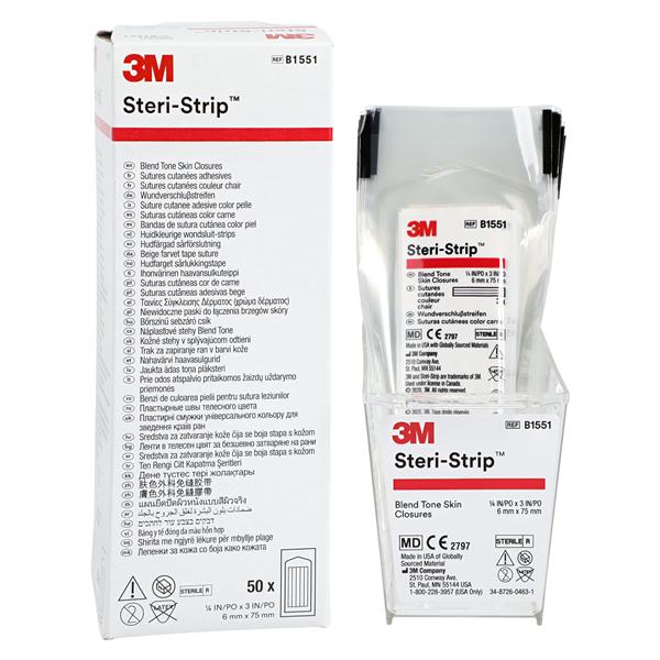3M Medical Products Steri-Strip Skin Closure Strip Non-Woven Backing 1/4x3" Blend Tone 50/Bx, 4 BX/CA - B1551