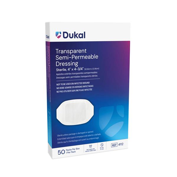 Dukal LLC Film Dressing 4x4-3/4" Sterile Adhesive Transparent LF - 4112