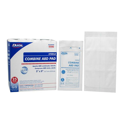 Dukal LLC Cellulose ABD Combine Pad 5x9" Sterile Not Made With Natural Rubber Latex - 5590