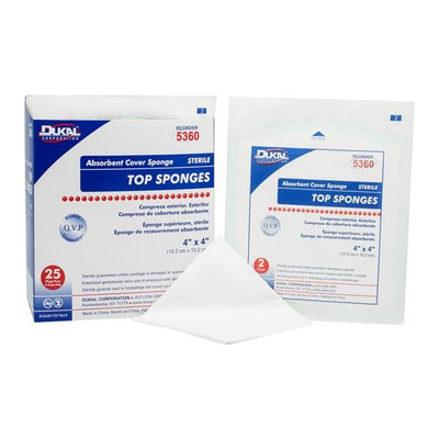 Dukal LLC Rayon/Polyester Blend Top Sponge 4x4" Sterile Cellulose Liner/Non-Woven LF - 5360