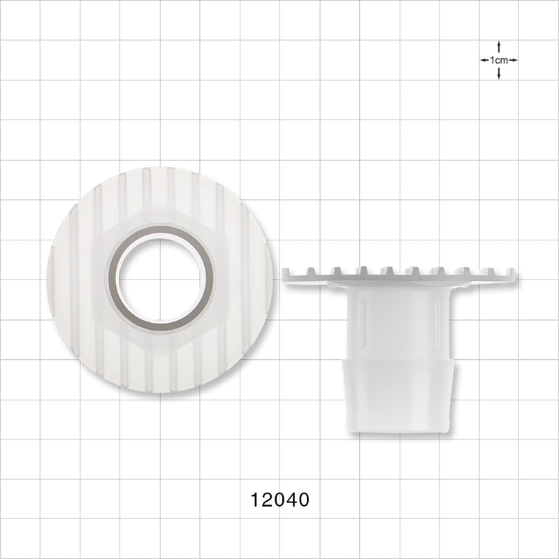 Bag Port Flange with Ribbed Base, Barbed, Natural - Fits 1 inch ID Tubing (25.4 mm) - 12040