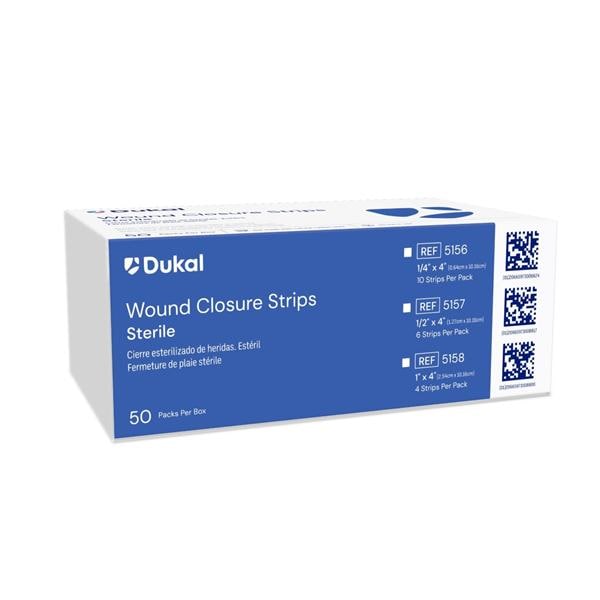 Dukal LLC Wound Closure Strip Non-Woven Fibers 1/2x4" Breathable Transparent 300/Bx  - 5157