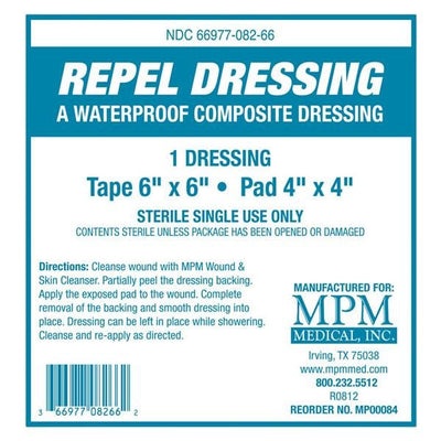 MPM Medical Repel Composite Composite Dressing 6x6" Non-Adherent Adhesive White Absorbent  - MP00084