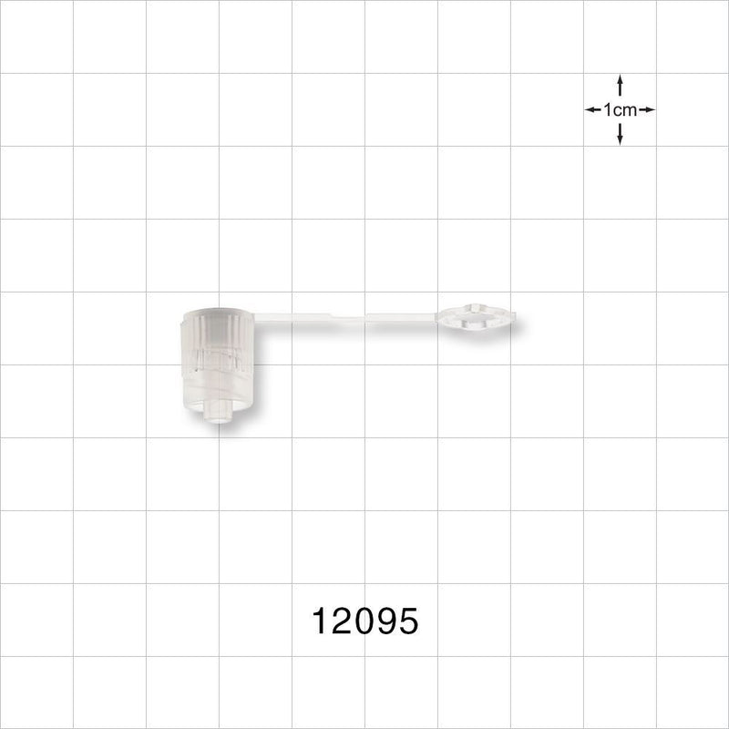 Male Luer Cap, Vented w/Strap and Hydrophobic Filter, White - 3 Micron; 0.264 inch ID Application Loop (6.7 mm) - 12095