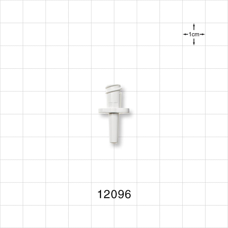 Female Luer Lock, Tubing Port, White - 0.099 inch ID/0.156 inch OD (2.51 mm/3.96 mm) - 12096
