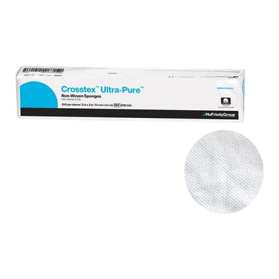 Crosstex International UltraPure Cotton Non-Woven Sponge 2x2" 4 Ply Non-Sterile Square XRy Dtctbl LF, 25 PK/CA - ENC100