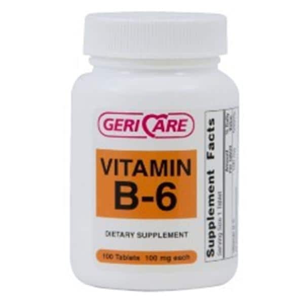 Geri-Care Pharmaceuticals Vitamin B-6 Supplement Tablets 100mg 100/Bottle - 57896085401