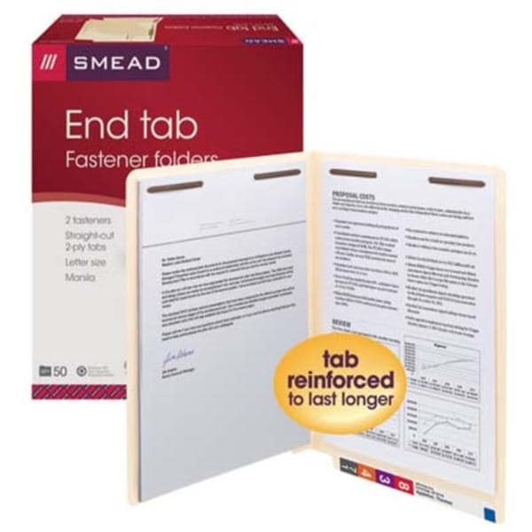 S&W Manufacturing a Smead Co Folder File End Tab 12-1/4x9-1/2" Letter Manila 50/Bx 50/Box - 34115
