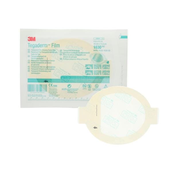 3M Medical Products Tegaderm Film Frame Style Dressing 4x4-1/2" Sterile Adhesive Adherent Trans LF  - 1630
