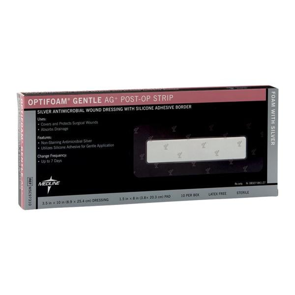 Medline Industries Inc Optifoam Ag Foam Post-Op Dressing 3-1/2x10" Strip Gentle Adhesive - MSC97310