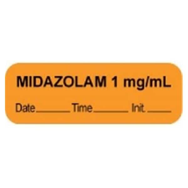 Precision Dynamics Corp. Anesthesia Label DTI Midazolam 1mg/mL Orange 1-1/2x1/2" 1000/Rl - 59726634