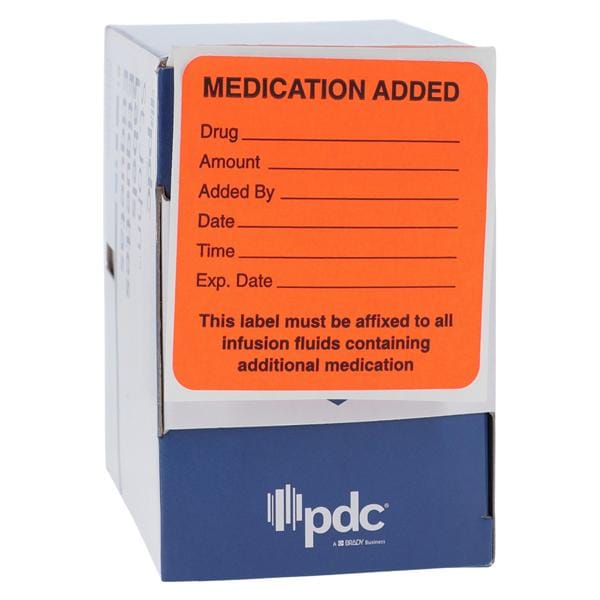 Precision Dynamics Corp. Label Paper Medication Added Fluorescent Red 2-1/2x2-1/2" 500/Rl - 59713260