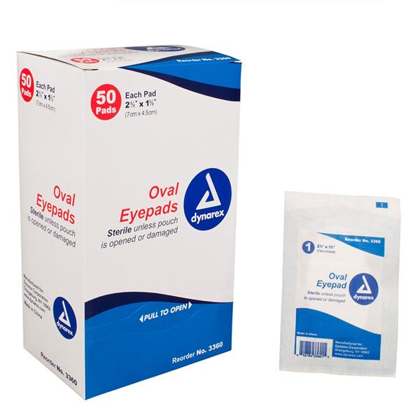 Dynarex Corporation Viscose/Polyester Eye Pad 1-5/8X2-5/8" Sterile Oval Cotton Filled  - 3360
