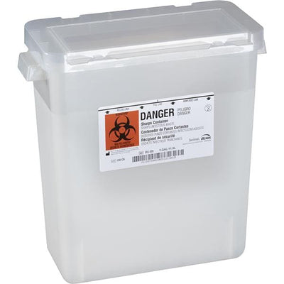 Bemis Healthcare, Inc -Sentinel Sharps Container 3gal Translucent Beige 13-7/8x6-7/8x13-1/2" Plastic Molded-In Handles Autoclavable Horizontal Drop Lid 12/Case 303 020