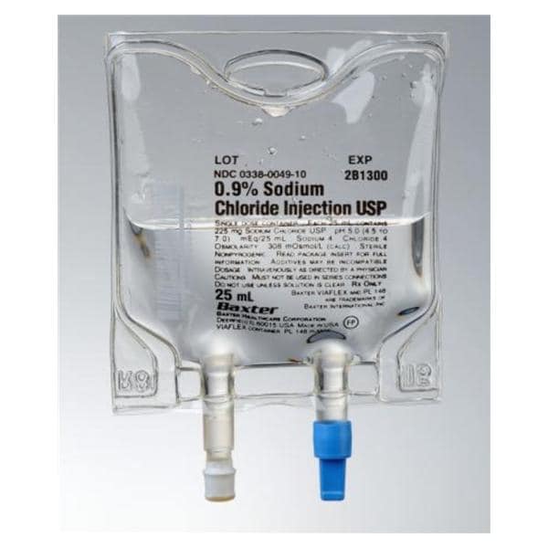 Baxter Healthcare -Injection Solution Sodium Chloride 0.9% 25mL Quad Pack/Viaflex Plastic Container DEHP-Free Sterile 48/Case 2B1300
